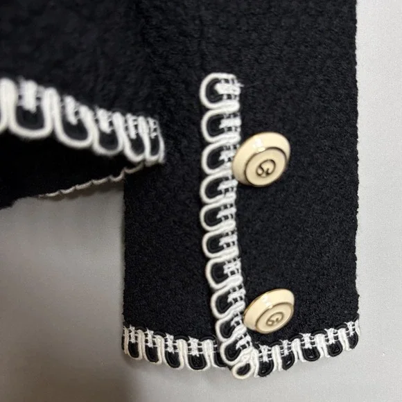 Vintage St John Couture Santana Knit Jacket M Black Ivory Trim Button Blazer - Picture 7 of 12